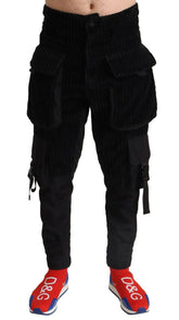 Dolce & Gabbana Black Cotton Skinny Corduroy Cargo Pants -   -  Dolce & Gabbana.